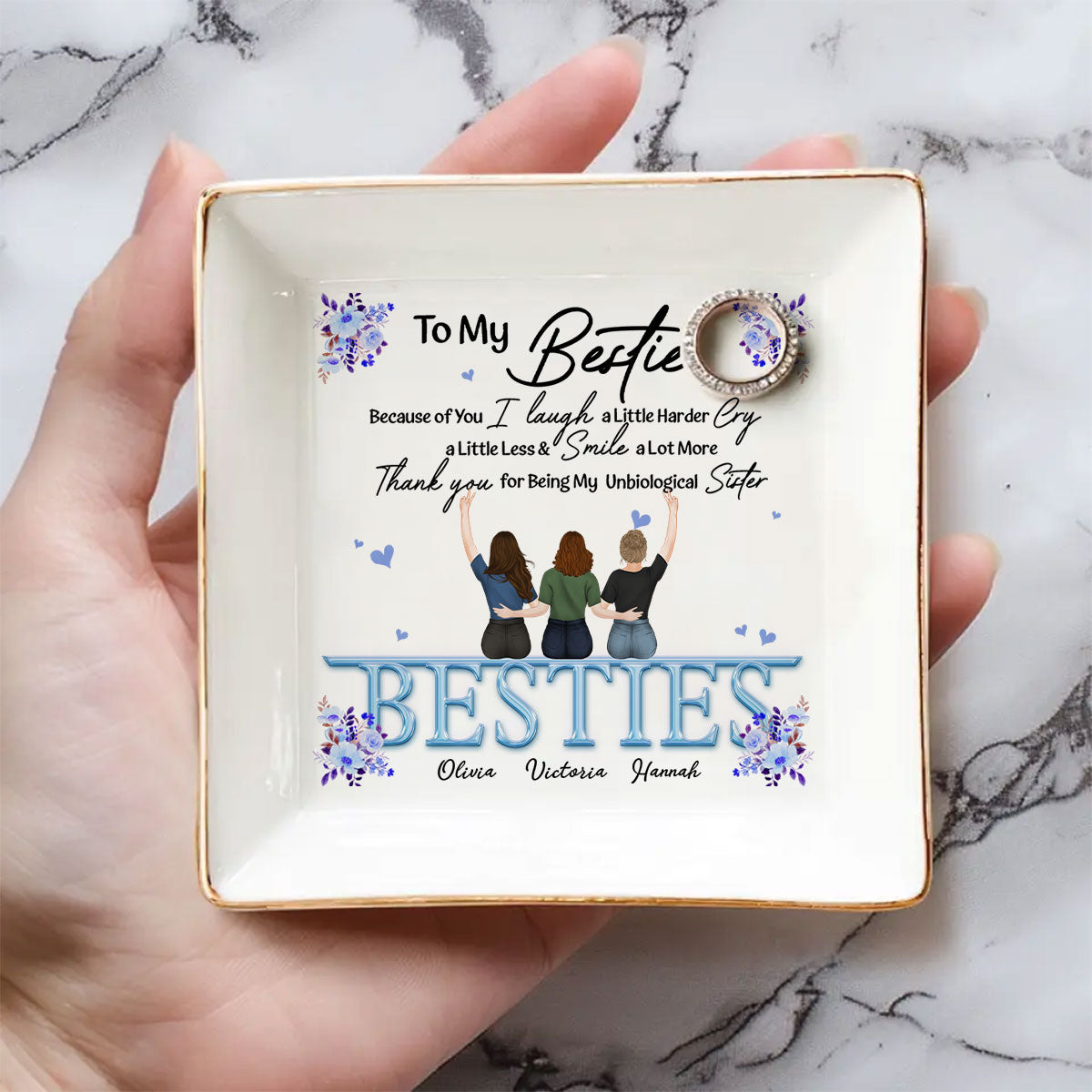 Thank You I Laugh More Cry Less - Personalized Custom Jewelry Dish