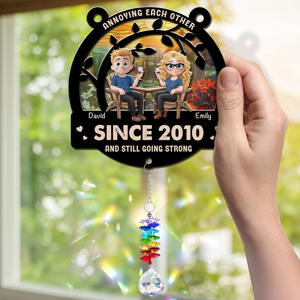 Annoying Each Other For Years - Personalized Custom Suncatcher With Crystal Rainbow Charm