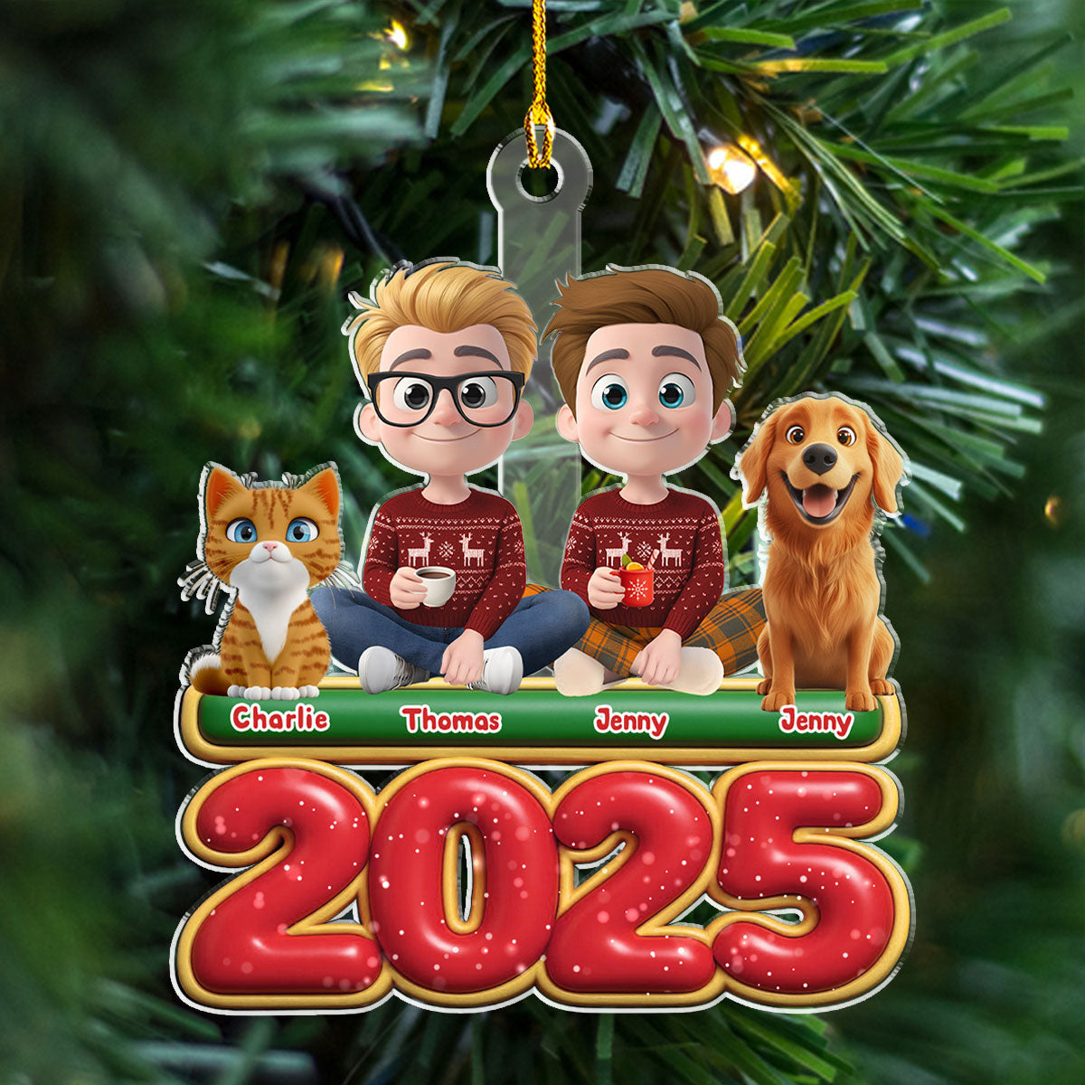 We And Our Pet Version 2 - Personalized Custom Acrylic Ornament
