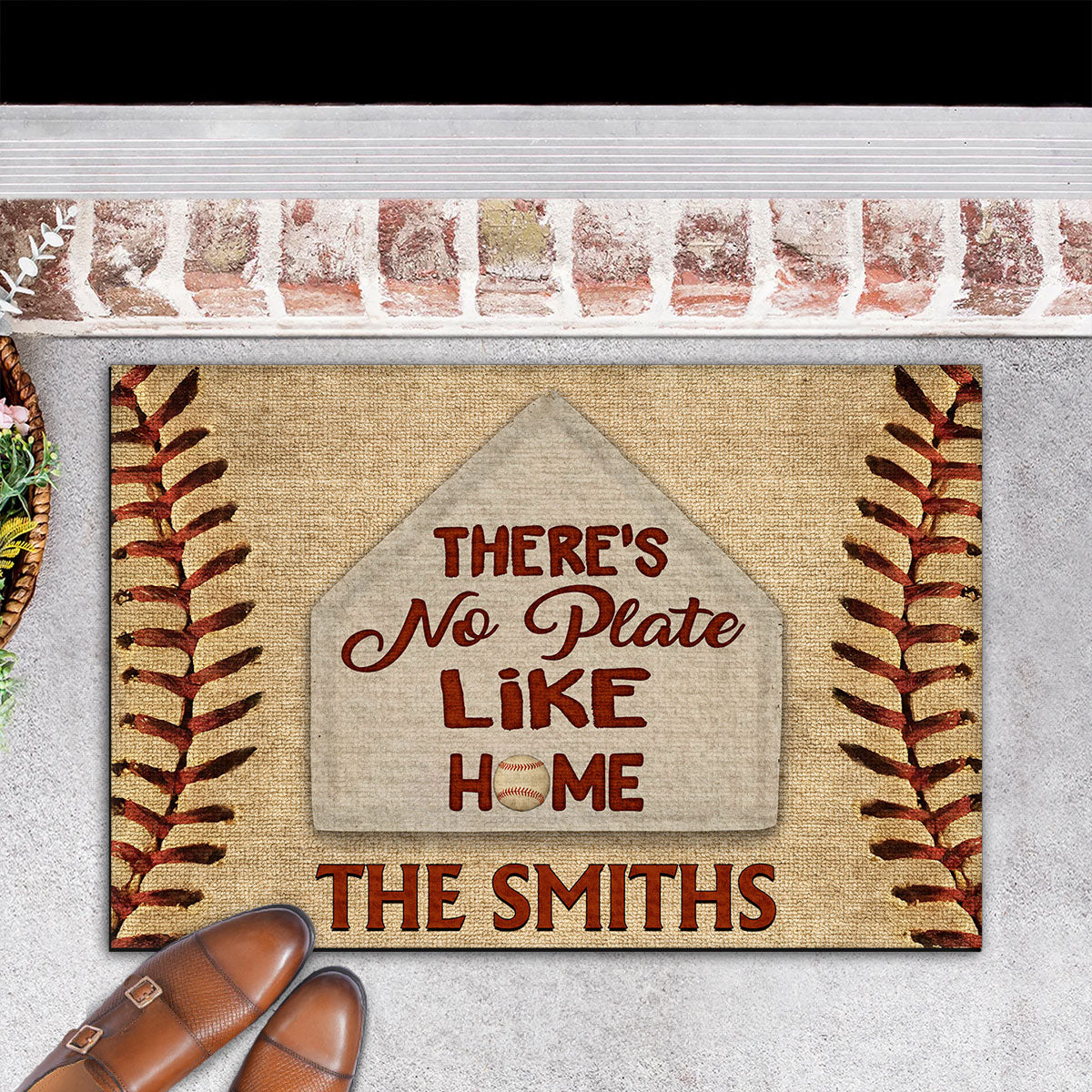 There Is No Plate Like Home Baseball -  Personalized Custom Doormat