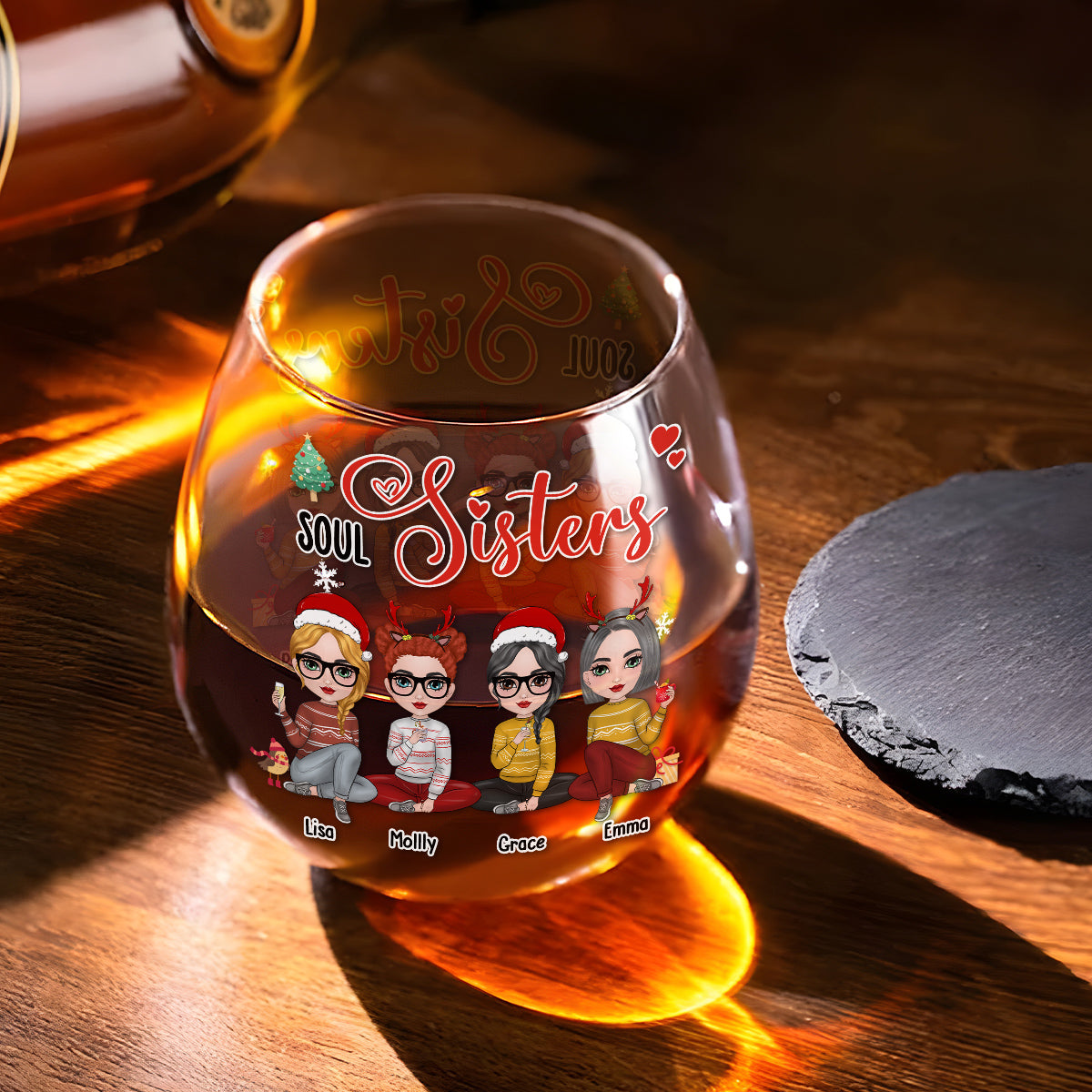 Always Sisters - Personalized Custom Wine Glass