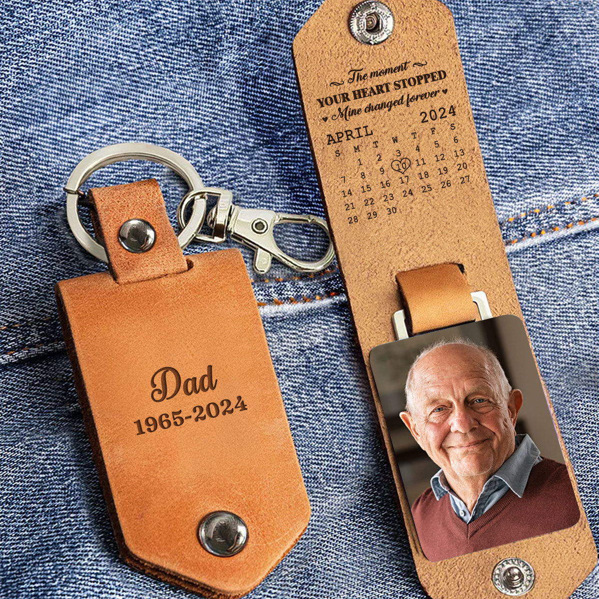 The Moment - Personalized Leather Photo Keychain