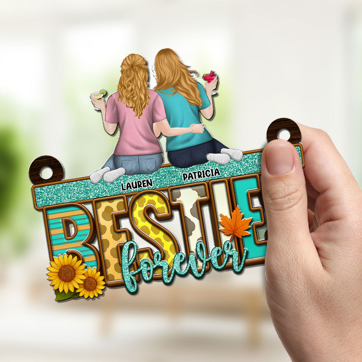 Besties Fall Season - Personalized Custom Suncatcher