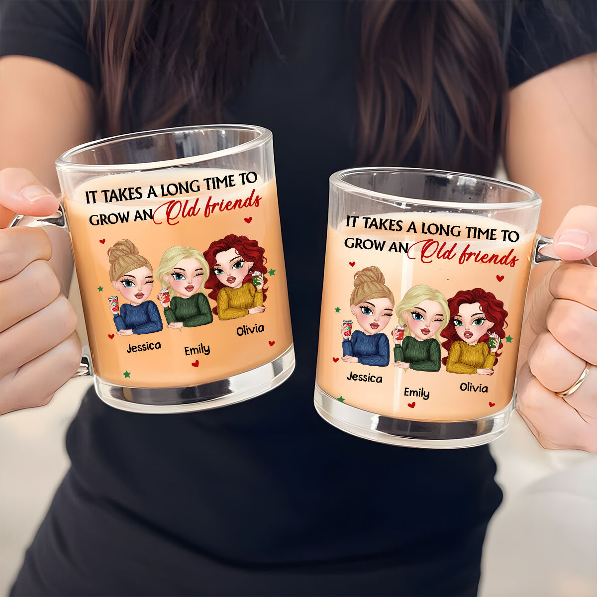 It Takes A Long Time To Grow Old Friends - Personalized Custom Glass Mug
