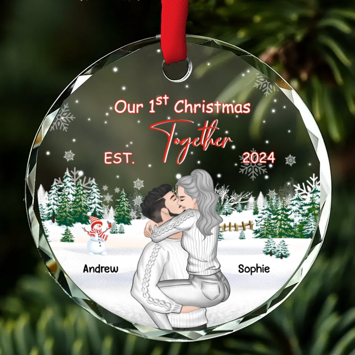 First Christmas With You - Personalized Custom Glass Ornament