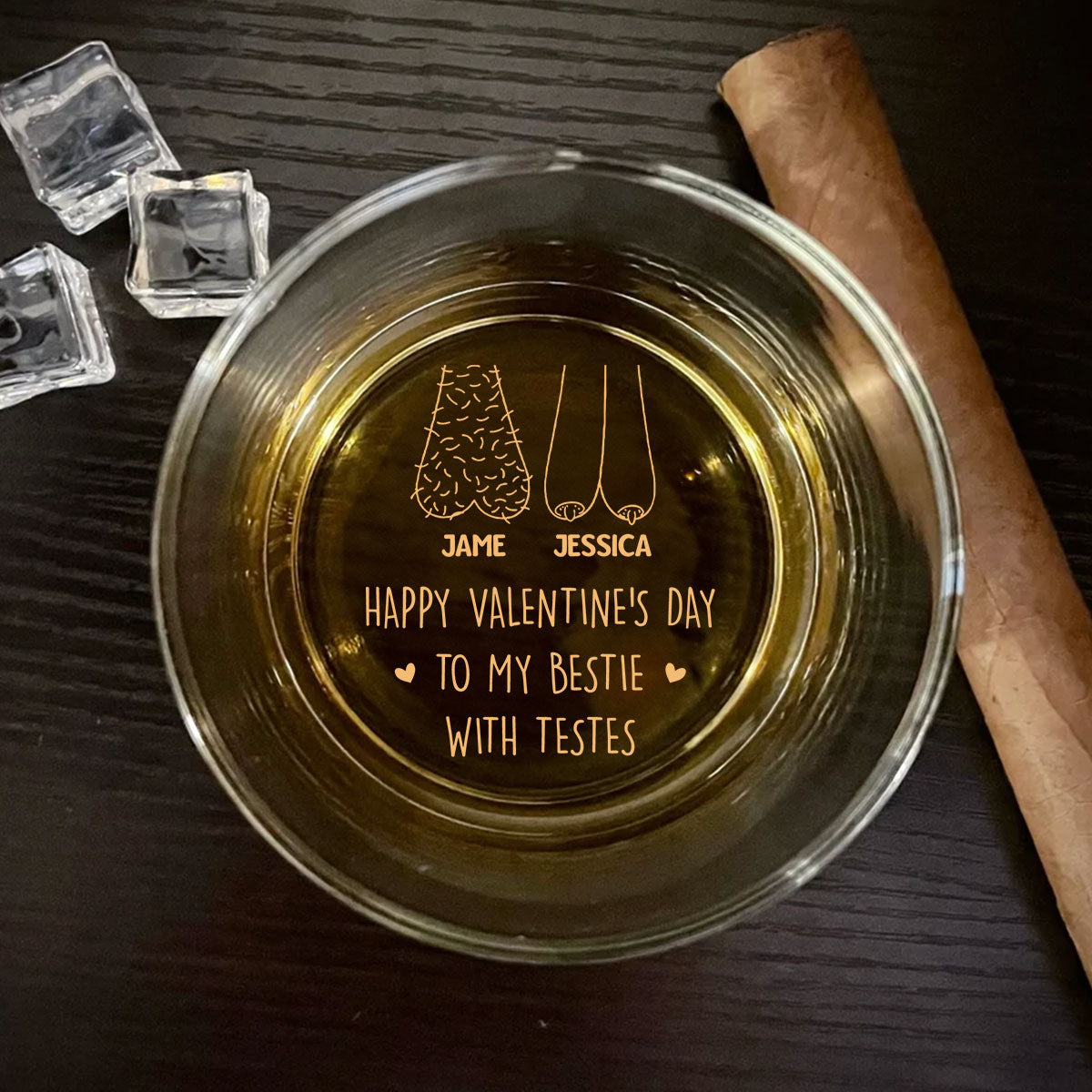 Bestie With Testes- Personalized Custom Engraved Whiskey Glass