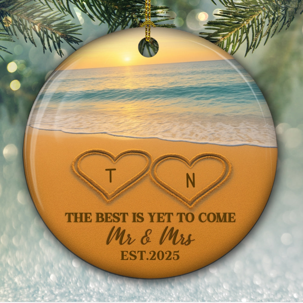 Writing On Sand - Personalized Custom Ceramic Ornament