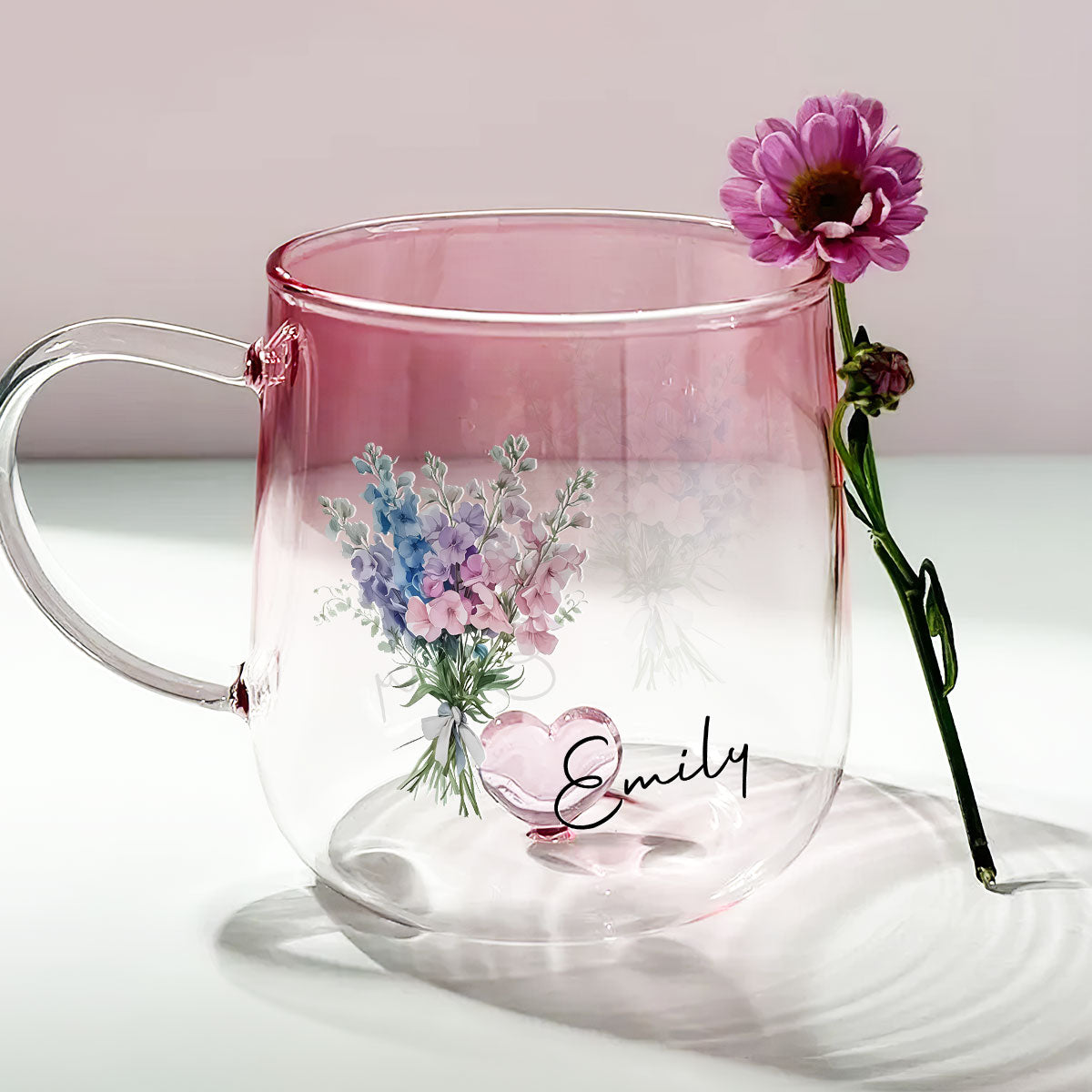 The Most Beautiful Flower Is You - Personalized Custom Pink Gradient Glass Mug