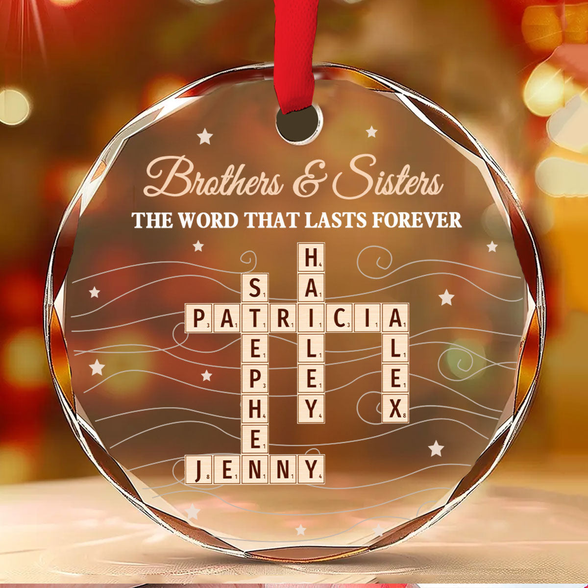 Brother And Sisters Word By Word - Personalized Custom Glass Ornament