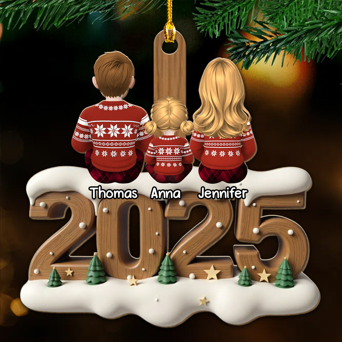 Little Family Now Onwards - Personalized Custom 3D Effect Wood Ornament