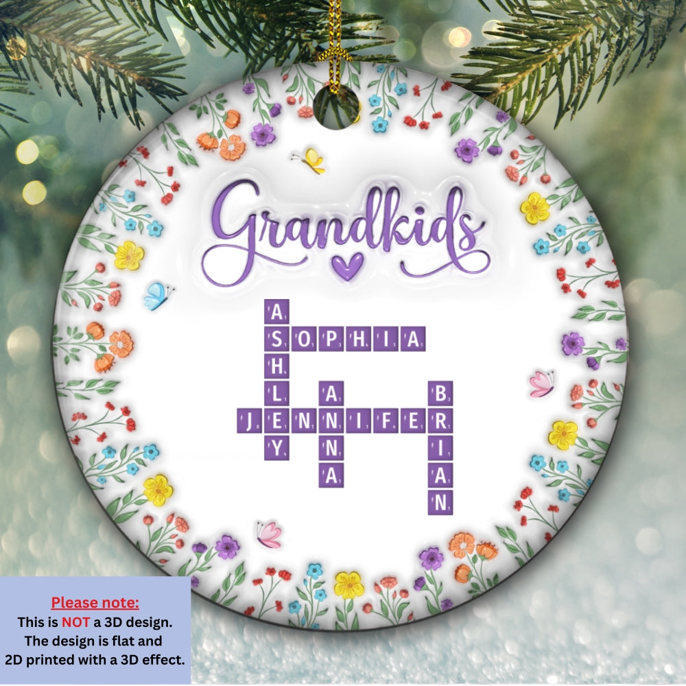 Love My Grandkids Crossword - Personalized Custom 3D Inflated Effect Ceramic Ornament