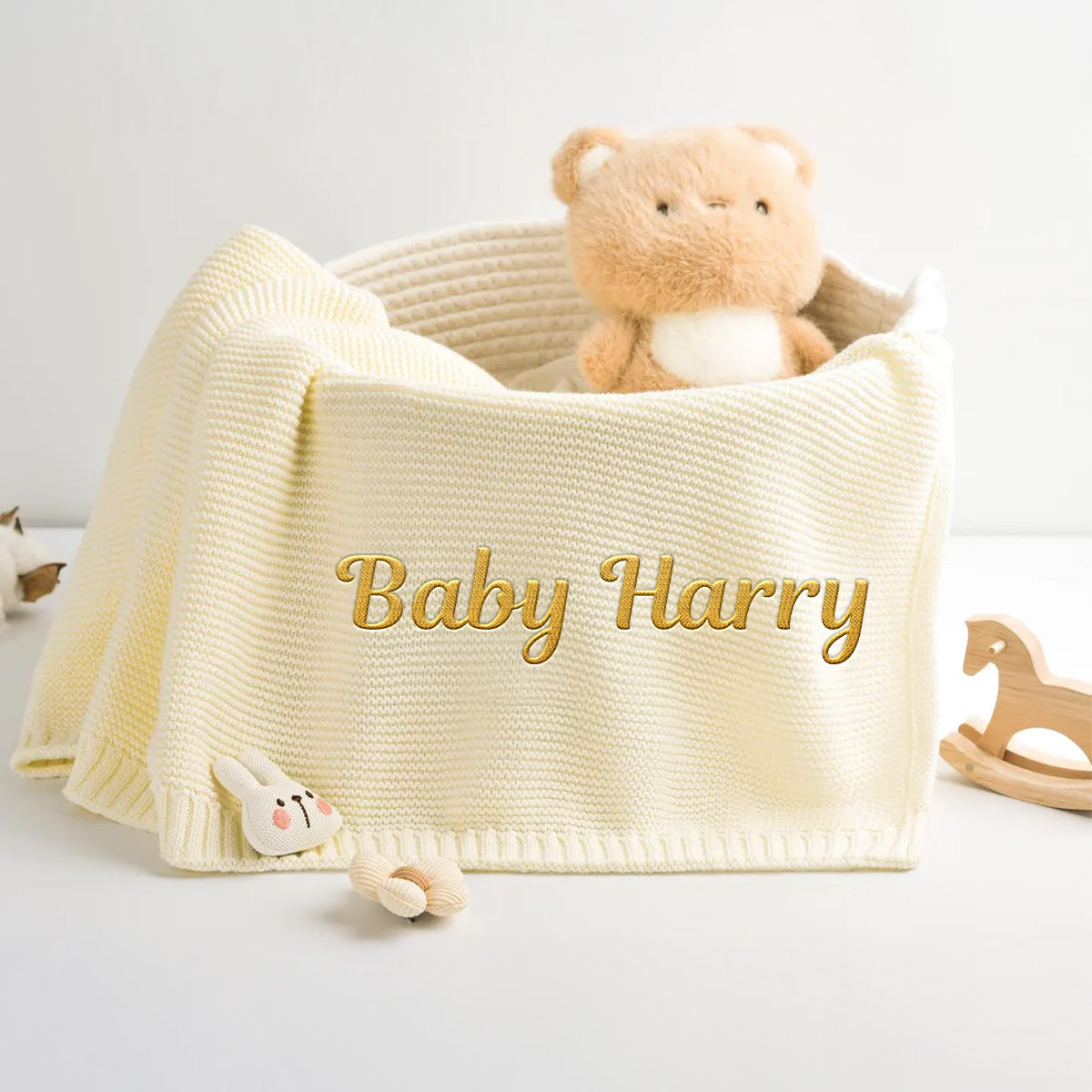 Baby Monogram - Personalized Custom Embroidered Knitted Baby Blanket