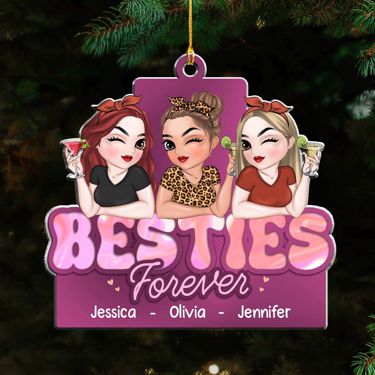 Besties Forever - Personalized Custom Acrylic Ornament