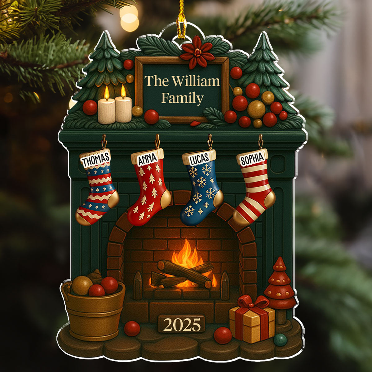 Family Fireplace - Personalized Custom Acrylic Ornament