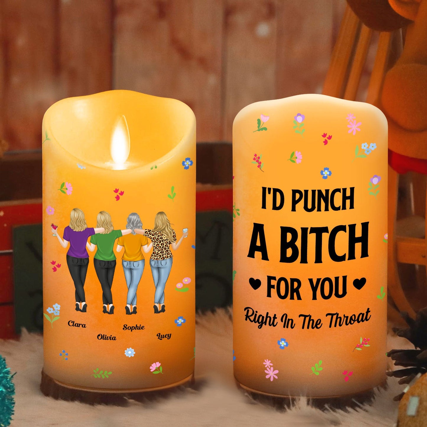 Punch Bitch Besties - Personalized Custom LED Candle