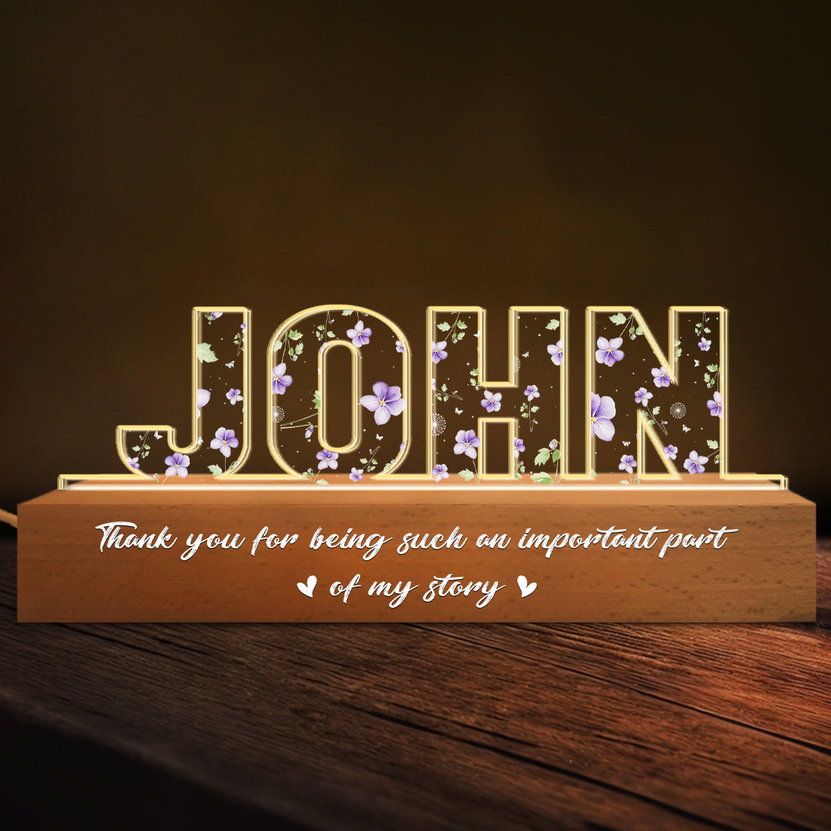 Thank You For Being Such An Important Part Of My Story - Personalized Custom Acrylic Letters 3D LED Night Light
