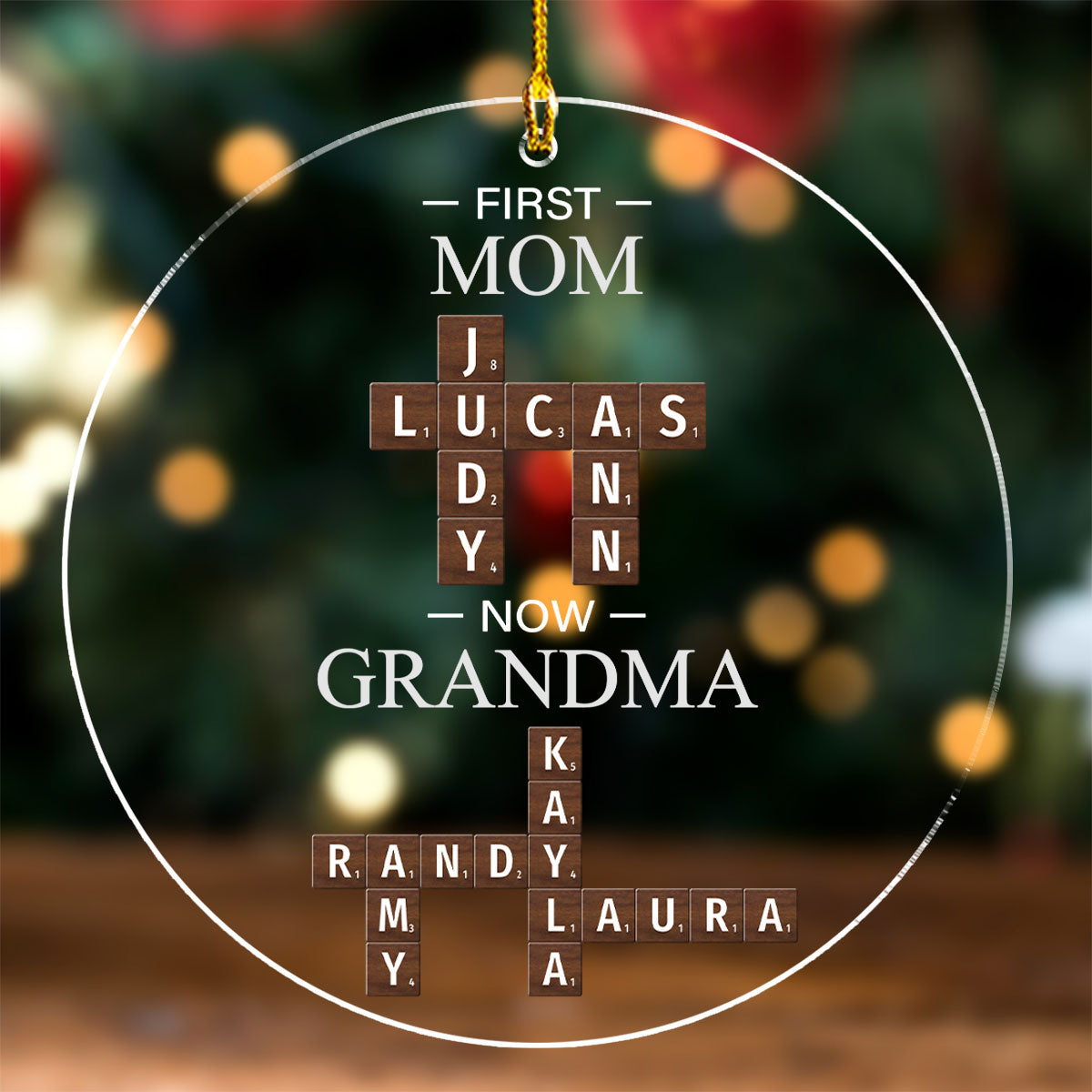 First Mom Now Grandma Crossword - Personalized Custom Acrylic Ornament