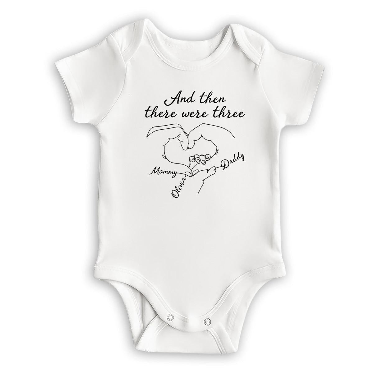And Then There Were Three - Personalized Custom Baby Onesie