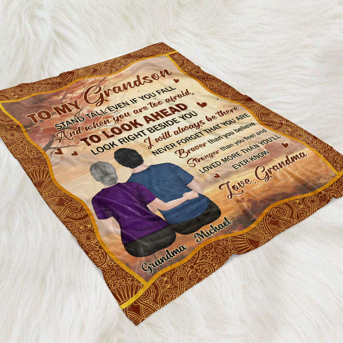 My Brave Grandson - Personalized Custom Fleece Blanket