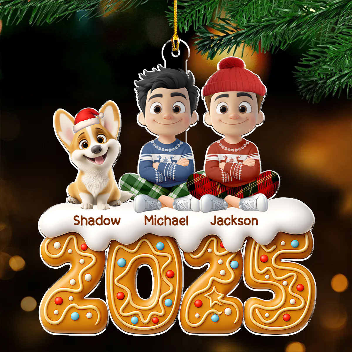 Couple And Dog Of The Year Version 2 - Personalized Custom Acrylic Ornament