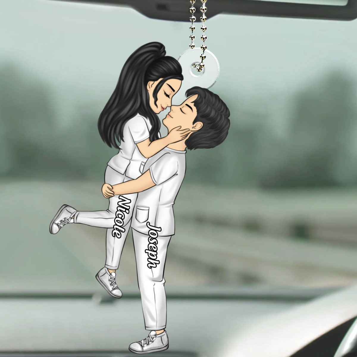Hero Couple Kissing - Personalized Custom Car Ornament