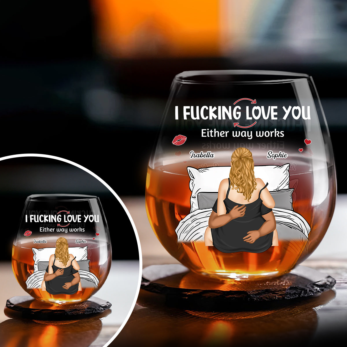 I Love You - Personalized Custom Wine Glass