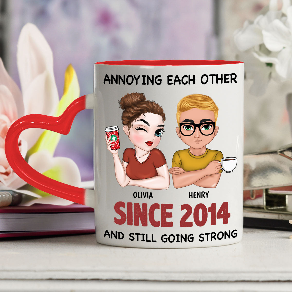 Annoying Each Other - Personalized Custom Heart Handle Mug