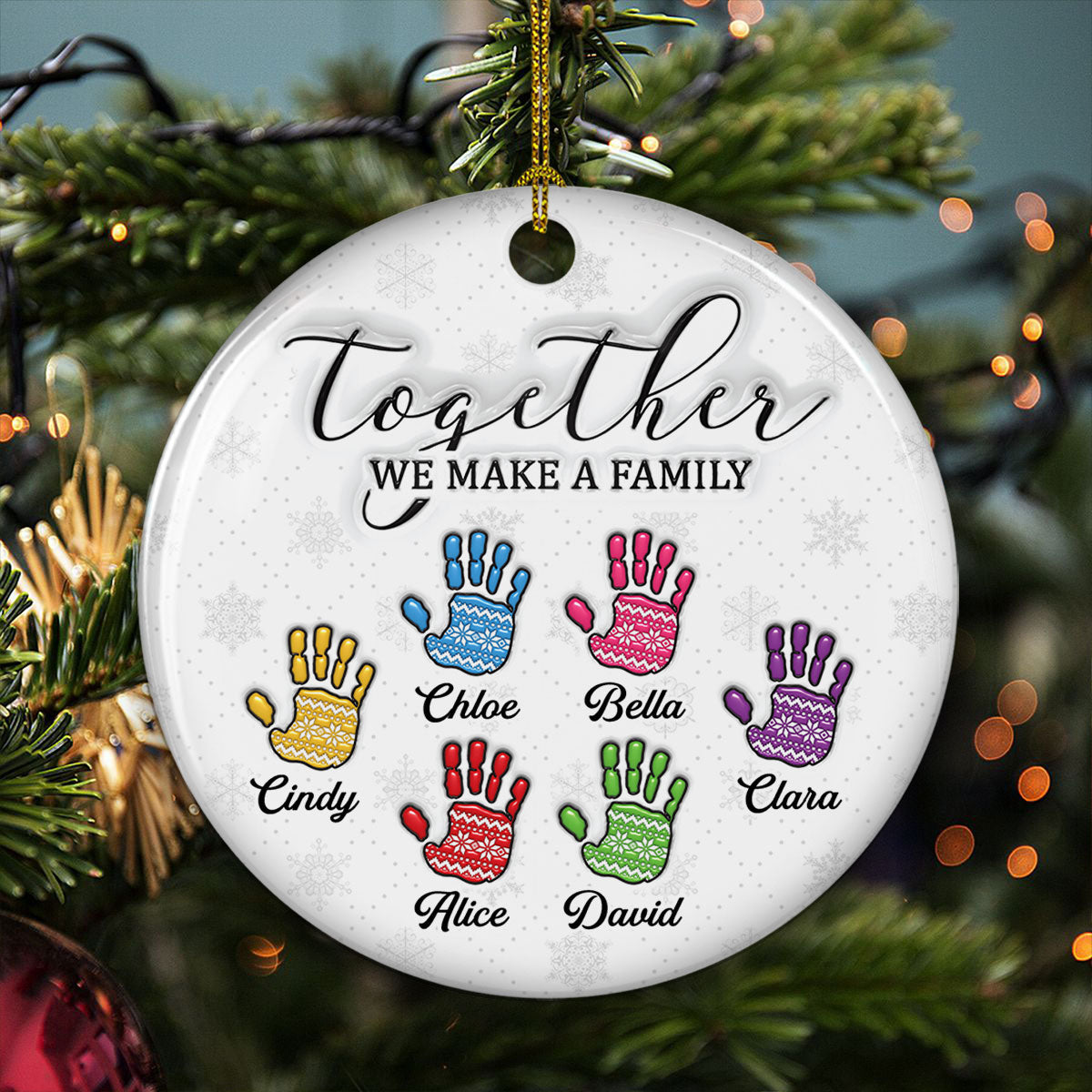 Together We Make A Family - Personalized Custom 3D Inflated Effect Ceramic Ornament