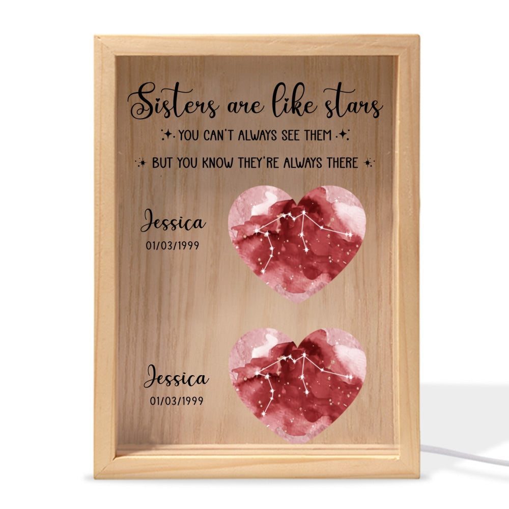 Sisters Are Like Stars - Personalized Custom Frame Light Box