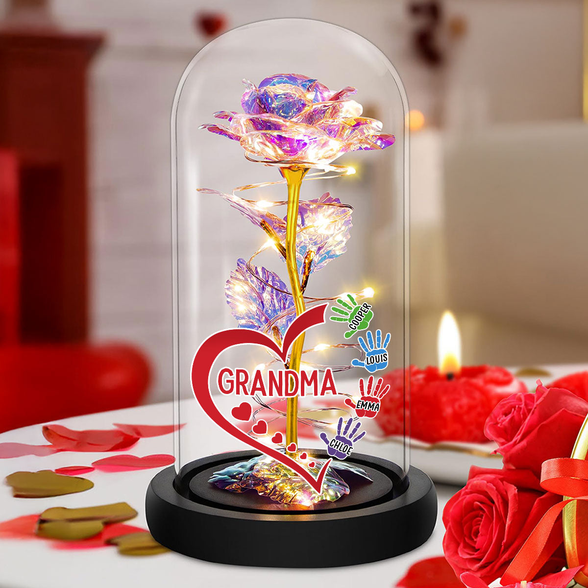 Lovely Grandma - Personalized Custom Sparkly Rose