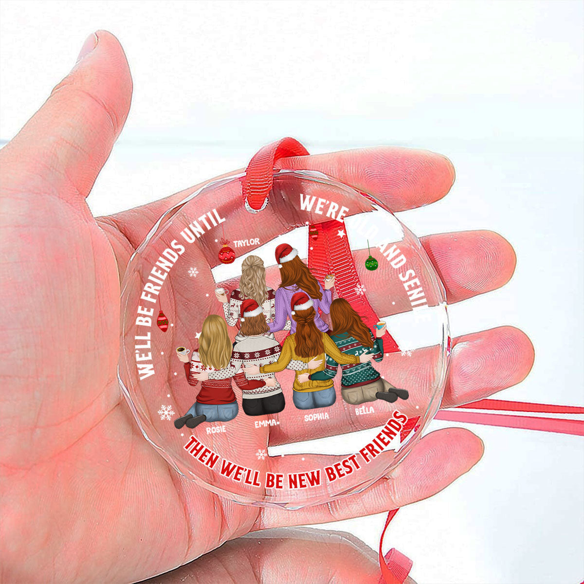 Our Friendship Is Endless - Personalized Custom Glass Ornament