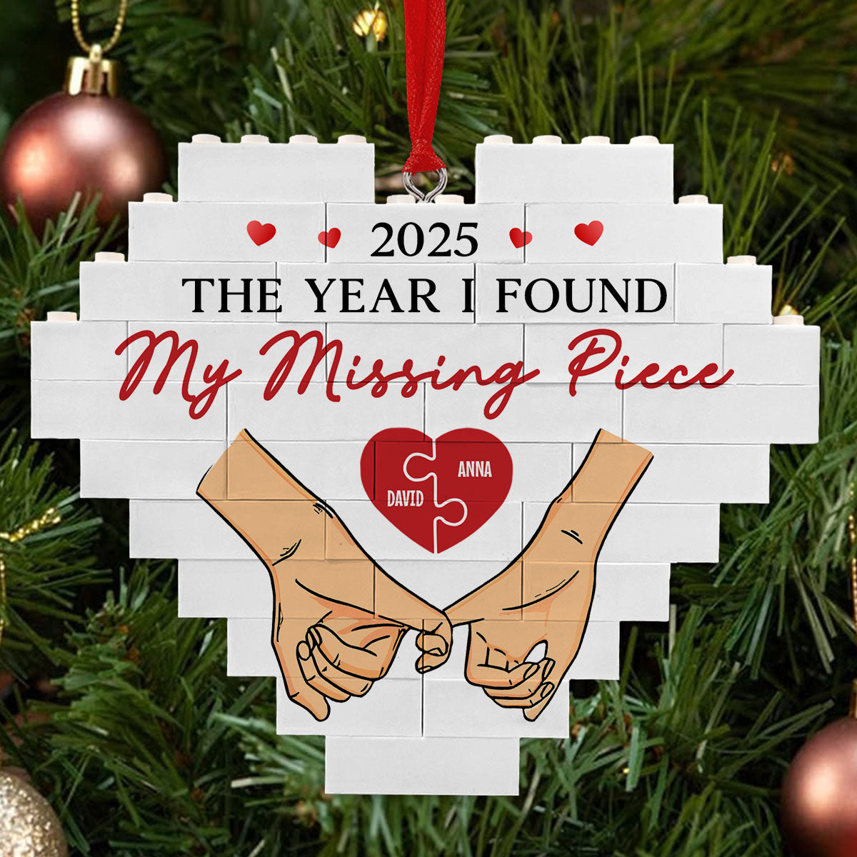 The Year I Found My Missing Piece - Personalized Custom Heart Puzzle Ornament