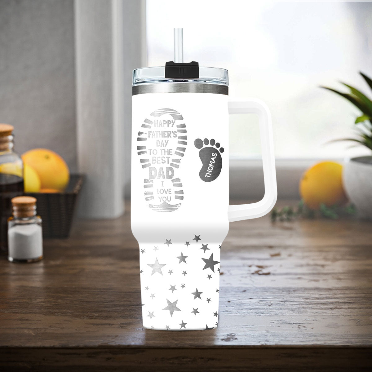 To The Best Dad - Personalized Custom Engraved 40oz Tumbler With Handle