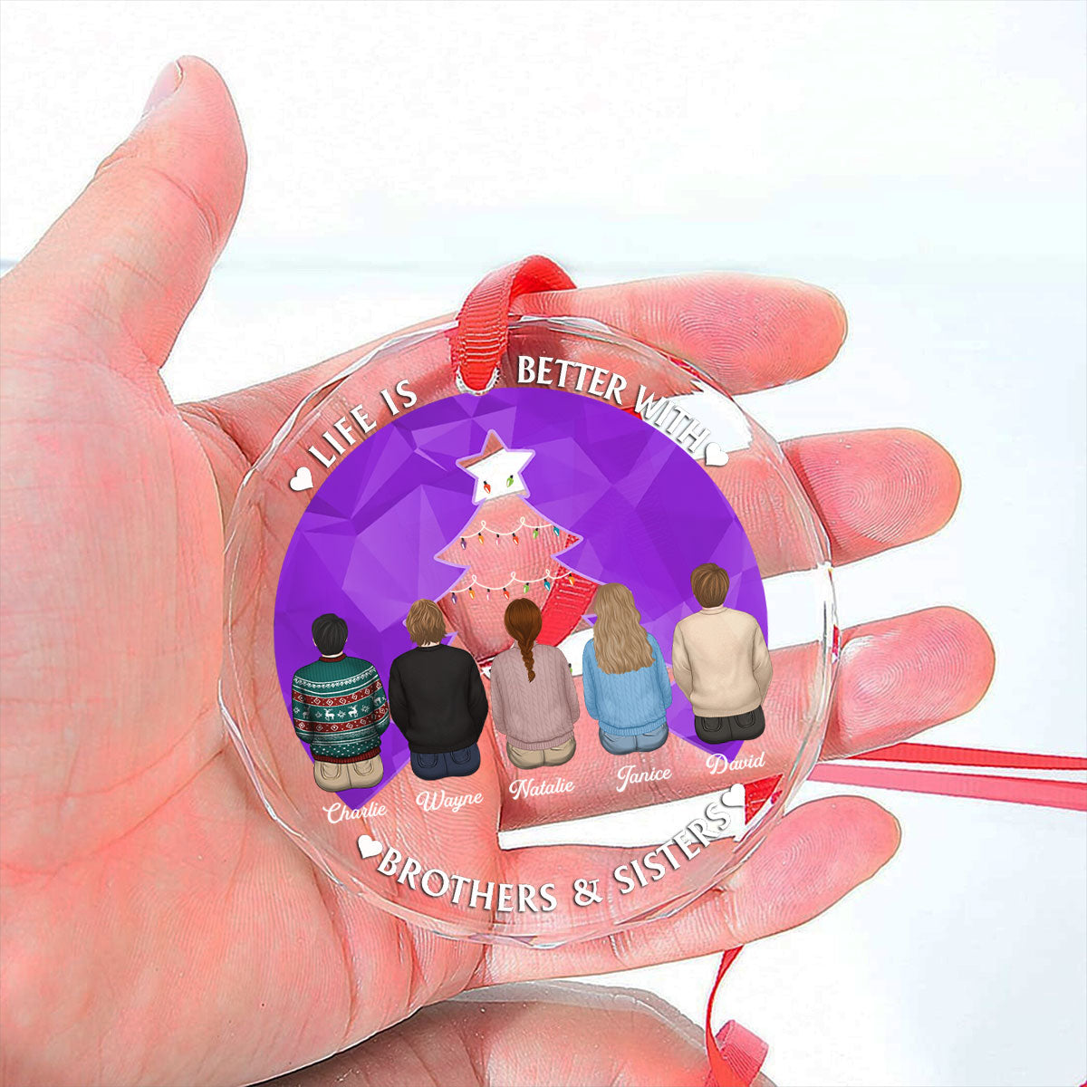 Brothers & Sisters Forever - Personalized Custom Glass Ornament