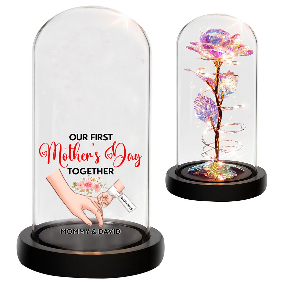 Our First Mother's Day Together - Personalized Custom Sparkly Rose