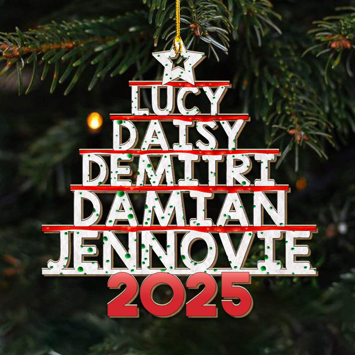 Family Name Custom Christmas Tree Cake - Personalized Custom Wood Ornament