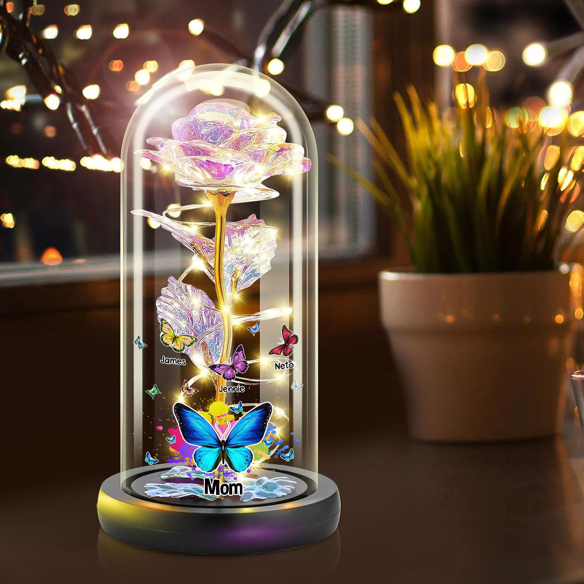 Lovely Butterfly - Personalized Custom Sparkly Rose