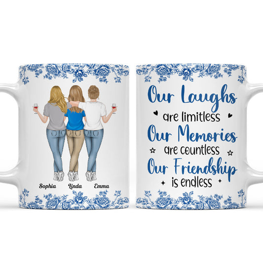 Our Laughs Are Limitless Blue Toile - Personalized Custom Coffee Mug