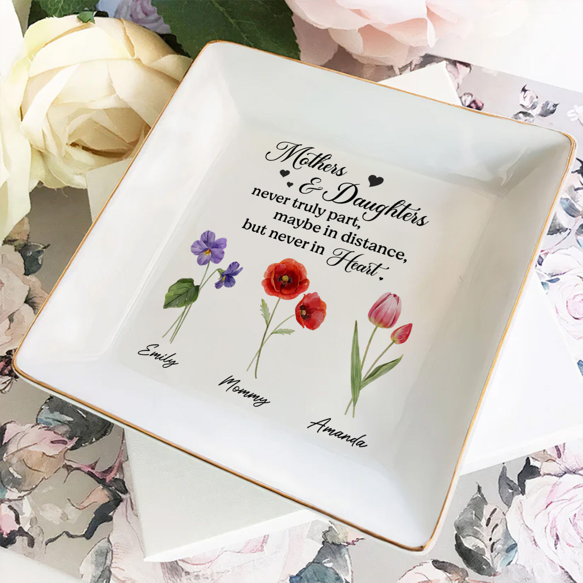 Mother And Daughter - Personalized Custom Jewelry Dish