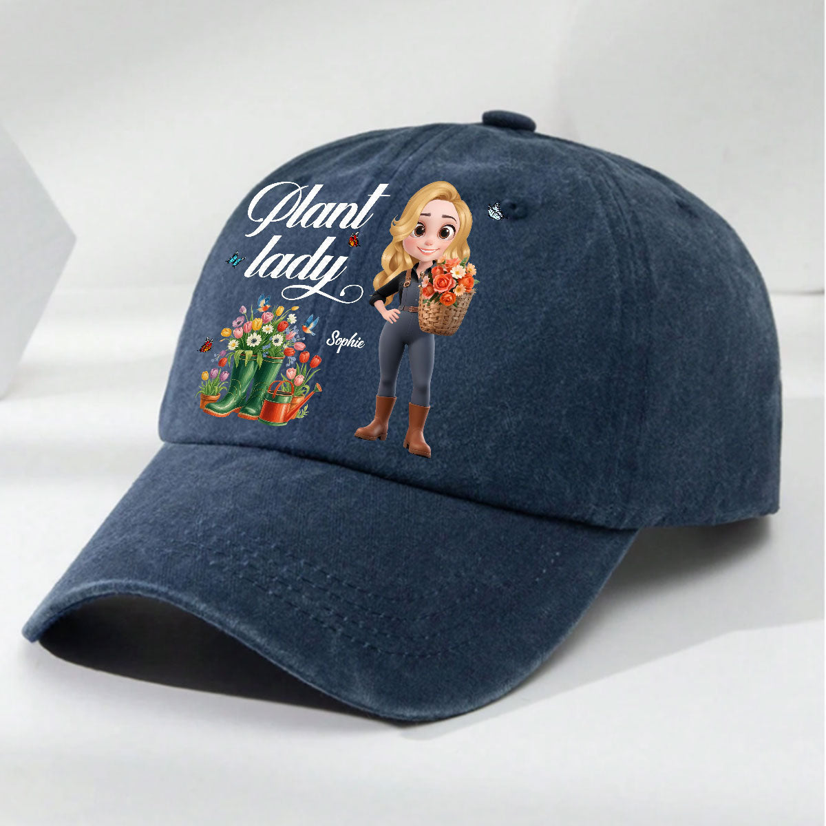 Plant Lady - Personalized Custom Vintage Washed Denim Cap