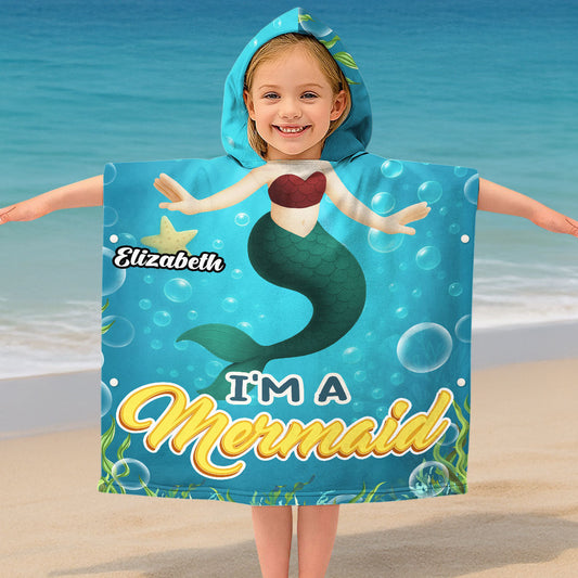 I Am Mermaid - Personalized Custom Hooded Beach Towel