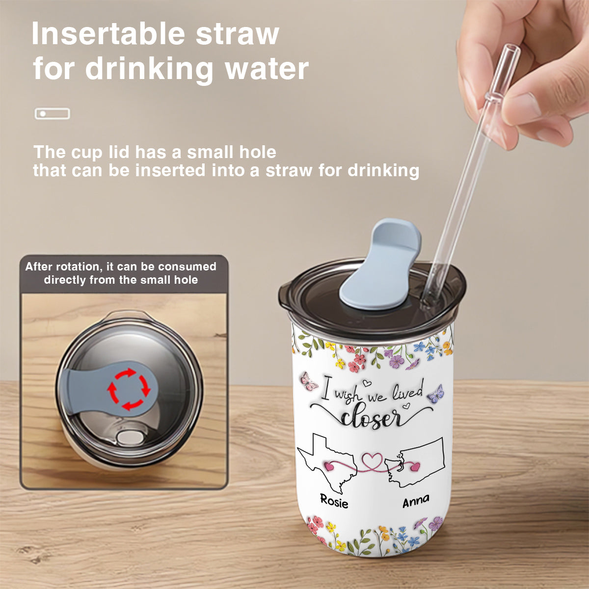 I Wish We Lived Closer Floral Version - Personalized Custom 10oz Tumbler