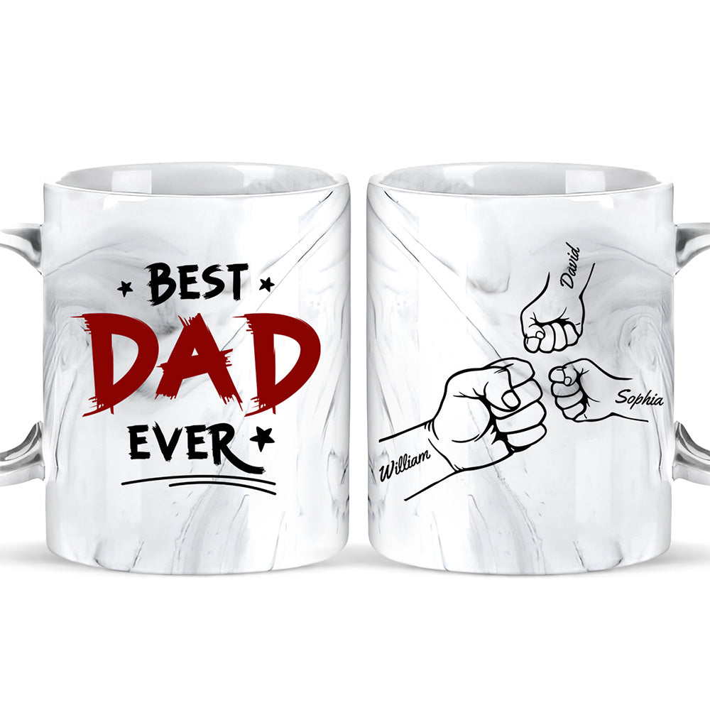 Best Daddy Ever - Personalized Custom Grey Marble Mug