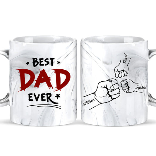 Best Daddy Ever - Personalized Custom Grey Marble Mug