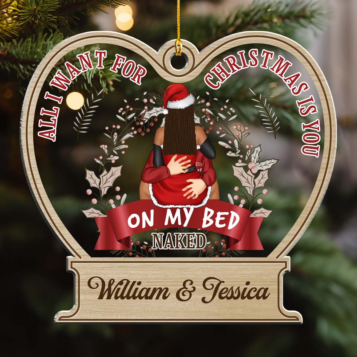 Naked But Mainly Happy - Personalized Custom Acrylic Ornament