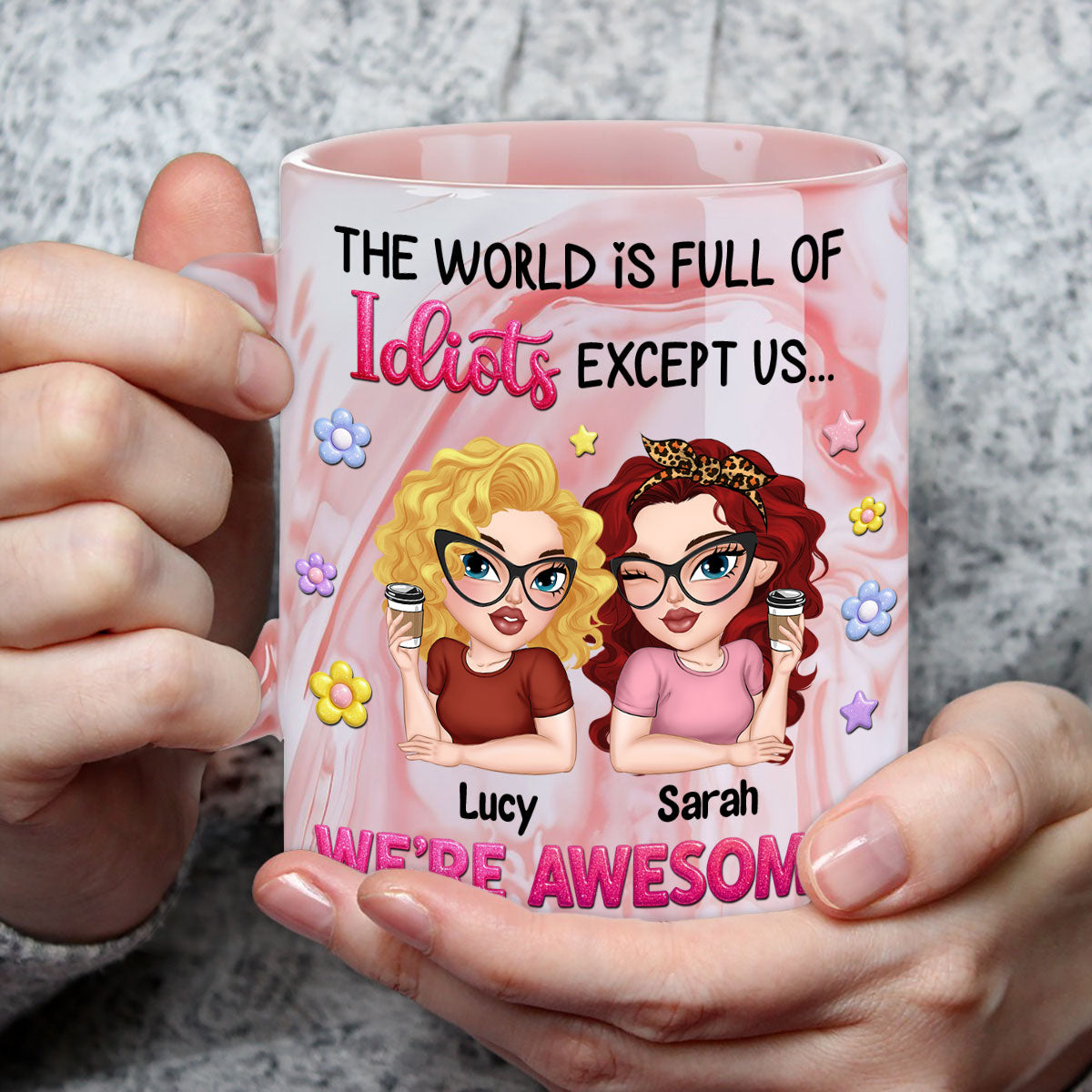 We Are Awesome - Personalized Custom Pink Marble Mug