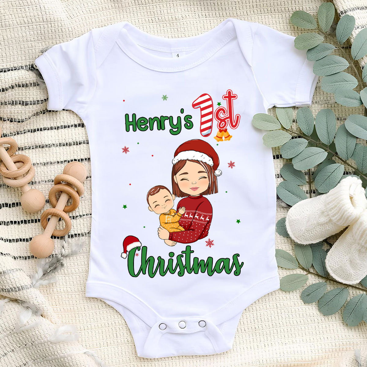 Baby First Christmas - Personalized Custom Baby Onesie