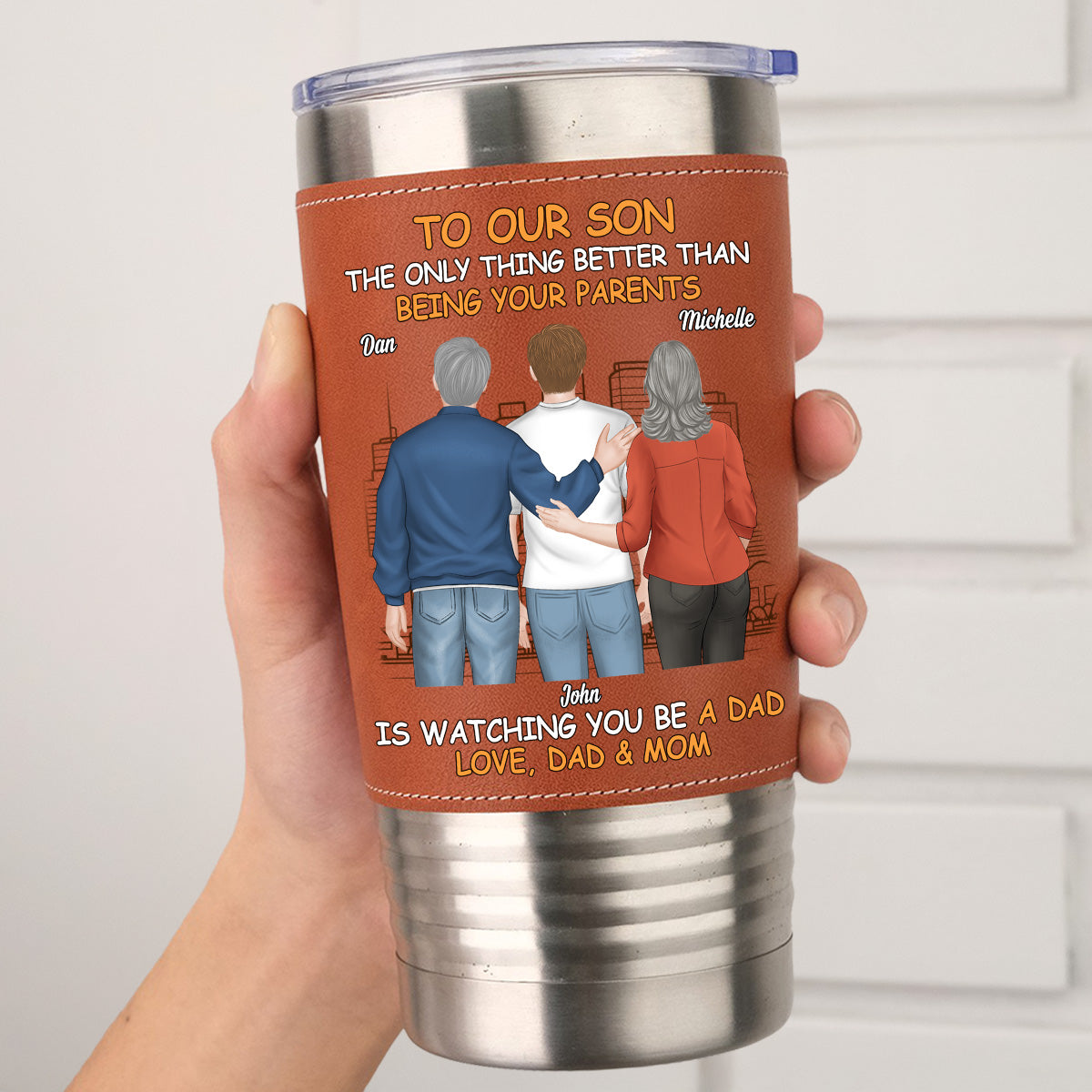 To My Son - Personalized Custom Leather Tumbler