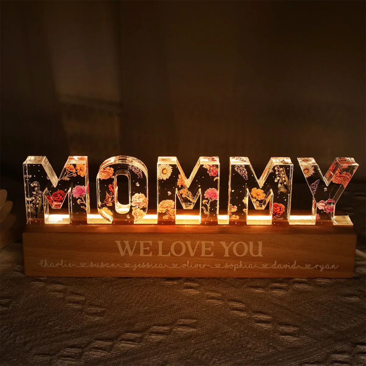 Mommy We Love You - Personalized Custom Acrylic Letters 3D LED Night Light