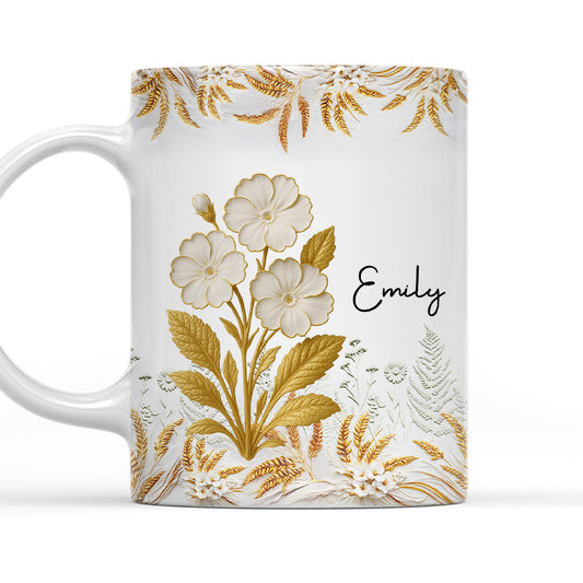 Wheat And White Flowers - Personalized Custom Coffee Mug